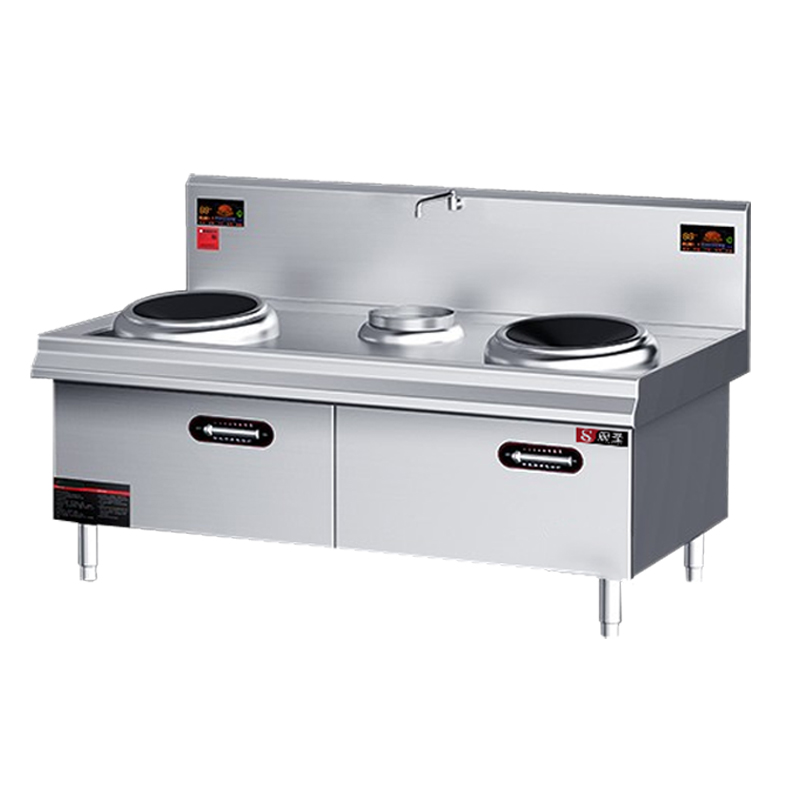 電磁雙頭單尾小炒爐